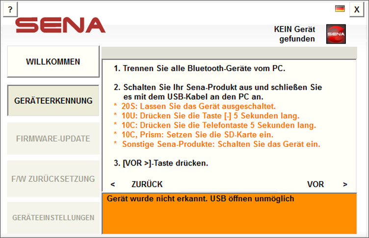 Konfiguration der Sena Produkte und Firmware Updates Abbildung 11