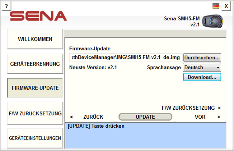 Konfiguration der Sena Produkte und Firmware Updates Abbildung 17