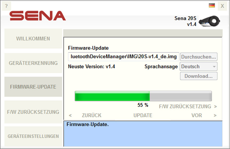 Konfiguration der Sena Produkte und Firmware Updates Abbildung 18