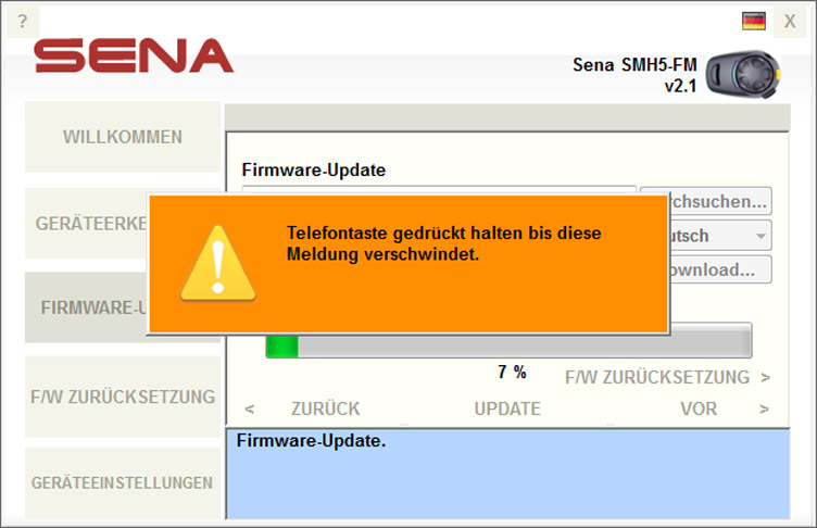Konfiguration der Sena Produkte und Firmware Updates Abbildung 19