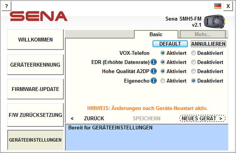 Konfiguration der Sena Produkte und Firmware Updates Abbildung 22