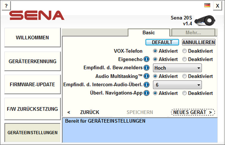Konfiguration der Sena Produkte und Firmware Updates Abbildung 24