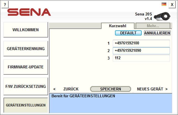 Konfiguration der Sena Produkte und Firmware Updates Abbildung 26