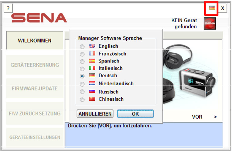 Konfiguration der Sena Produkte und Firmware Updates Abbildung 9