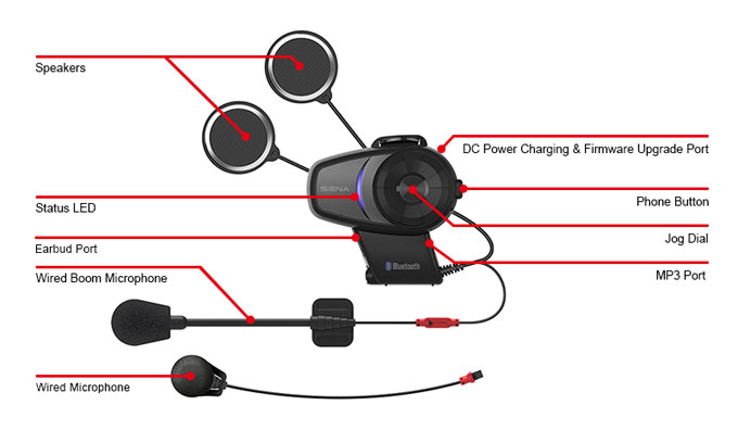 Details 10S Bluetooth 4.1 Class 1 Stereo Headset with long-range Bluetooth Intercom