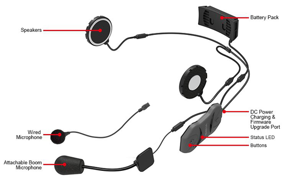 Details 10R Bluetooth 4.1 Class 1 Stereo Headset with long-range Bluetooth Intercom for Sport Bike Riders