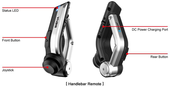 Bluetooth handlebar remote control 10R Bluetooth 4.1 Class 1 Stereo Headset with long-range Bluetooth Intercom for Sport Bike Riders