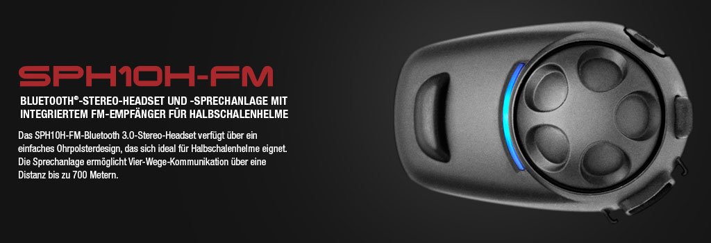 SPH10H Stereo Bluetooth Sport Headset, bis 900m Reichweite, Interkom bis 4 Personen (auch Konferenz) mit Nackenbügel