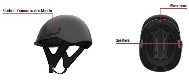 The Sena Cavalry is a half-shell helmet with built-in Bluetooth headset for use on a bicycle, the equestrian sports and other activities