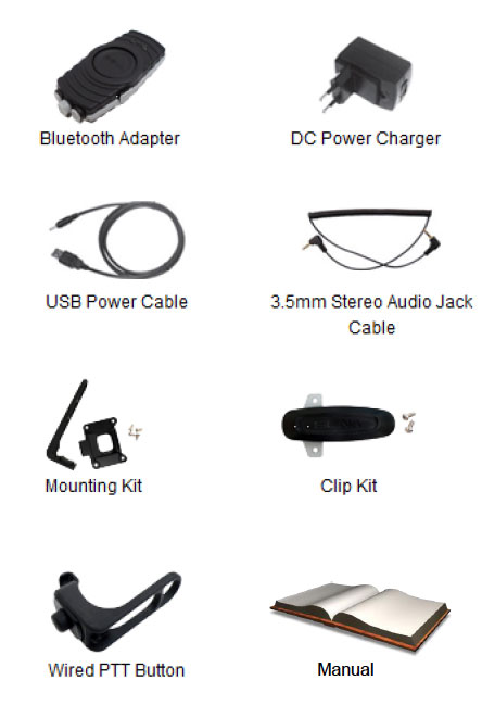 Kit content of the SR10 Bluetooth adapter