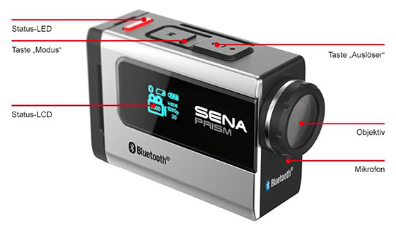 Details der SENA PRISM Bluetooth Action Cam
