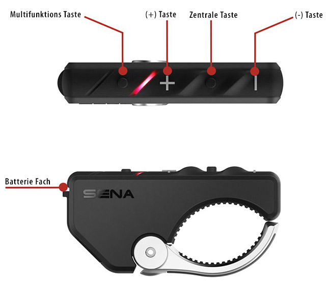 Sena RC4 Bluetooth 4-Tasten Fernbedienung für die Sena Headsets 20S, 10U, 10C, 10R und 10S