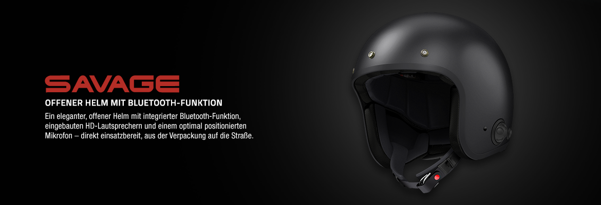 Sena Savage offener Jet-Helm mit integriertem Bluetooth und eingebauten HD-Lautsprechern