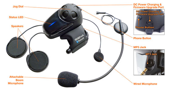 SMH10 Snowmobile Special Dual Pack Bluetooth v2.1 Class 1 Stereo Headset Bluetooth Intercom - Details