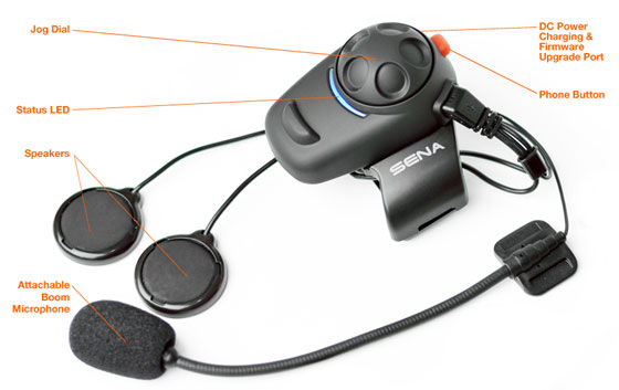 SENA SMH5 Bluetooth v3 Class 1 Stereo Multipair Headset with Bluetooth Intercom  -  Details